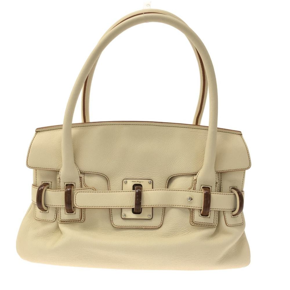 Salvatore Ferragamo Leather Handbag Ivory